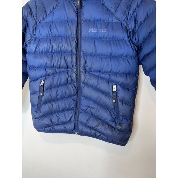 Marmot Kids Blue Puffer Jacket Size M Full-Zip Lightweight Insulated Winter Coat - Picture 3 of 8